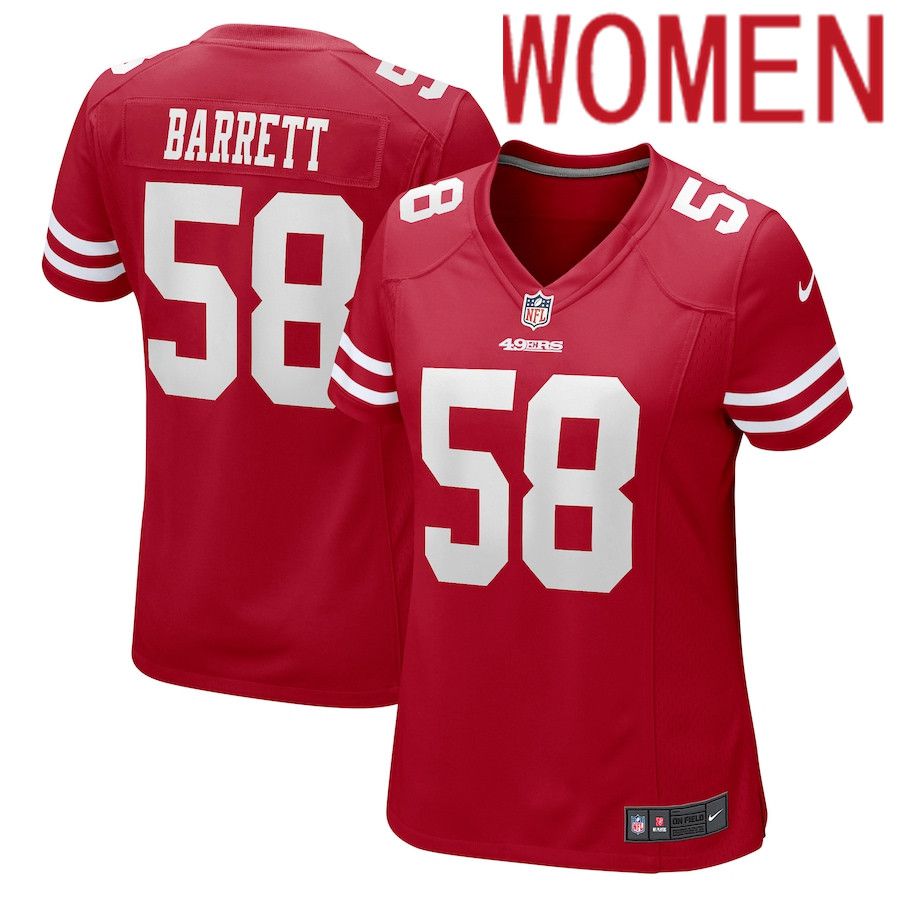 Women San Francisco 49ers #58 Alex Barrett Nike Scarlet Game NFL Jersey->women nfl jersey->Women Jersey